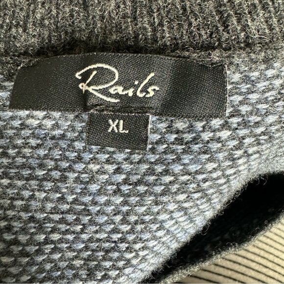 Rails Mens Rune Birdseye Wool Blend Crew Sweater Blue Knit Pullover SZ. XL - Picture 7 of 15
